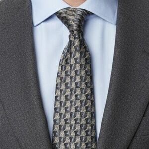 Baracuta Silk Tie Mens Patterned Dark All Silk‎ Egyptian Motif Vintage Preppy